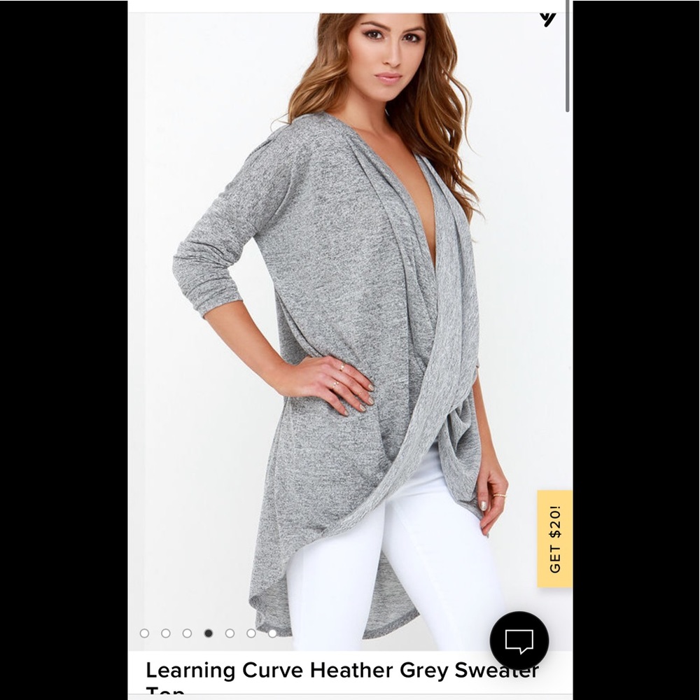 Em crem lulus grey drape front top M